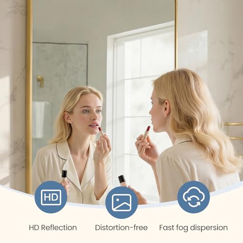 Image of NEWBULIG 24X36 Inch Bathroom Mirror, Rectangle Wall Mirror with Rounded Corners, Gold Vanity Mirrors for Bathroom Sink with Metal Frame for Bedroom, Entryway, Hangs Horizontally or Vertically
