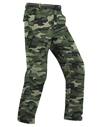 Sikaini Men's Cargo Hiking Pants Quick Dry Lightweight Water Resistant Breathable Work Pants For Men With Multi Pockets(Dark Green Camouflage 2Xl) #TOP22