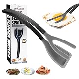 ZONZEST Silicone Egg Flipper Spatula Tongs (Set of 1) β Non-Stick 2-in-1 Grip & Flip Kitchen Tongs for Pancakes, Fish, Eggs, and More β Heat Resistant Cooking Tool (Black) (Black)