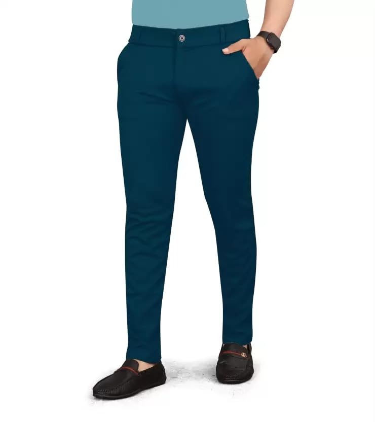 Image of Men's Lycra Stretch Casual Pants Slim Fit Comfortable Trousers Daily Use Solid Pants for Men TS K003 Parent