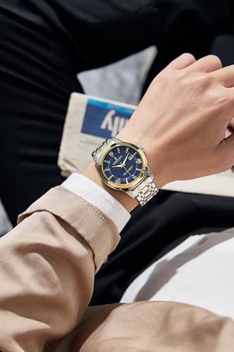 Image of London Fog Regent Collection Analog Quartz Watch for Men with Round Dial and Stainless Steel Strap, Metal Case, Date Display, Luminous Hands & Hour Markers, Water Resistant