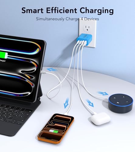 Image of [40W /2Pack] Wall Charger,USB C Charger Block, Multi-Port PD + QC 3.0 Super Fast Charging Power Plug Adapter Brick for Watch Series 9 8 7, iPhone 17 16 15 14 13 Pro Max Airpod, Samsung Galaxy S24(Blue)