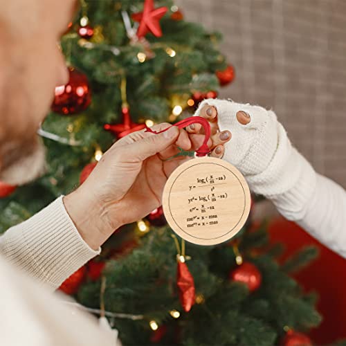 Andaz Press Funny Laser Engraved Wood Christmas Ornament Math Teacher's Gift, Merry Christmas Math Equation, Round, 1-Pack, Geeky Witty Nerdy Teacher Algebra Birthday #TOP2