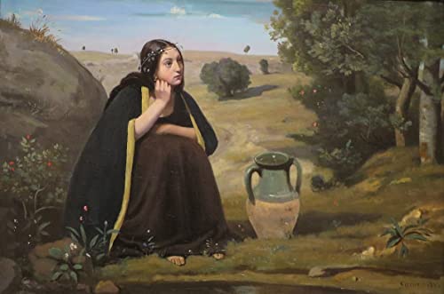 Toile murale de haute précision Corot Rebecca au puits impression sur toile salon 60x90cm