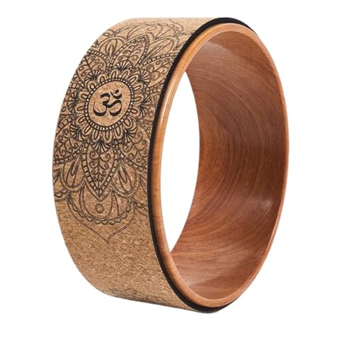 AYWTIUN Rueda Circular para Yoga Rueda de Corcho for posturas Yoga, Flexiones hacia atrás e inversiones. Apoyo con Efecto Madera