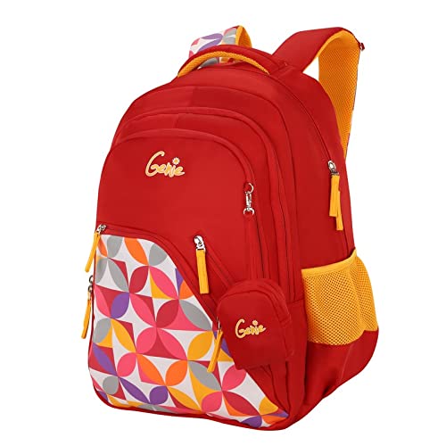 Image of Genie Spray Backpack for Women - 3 compartments, Stylish and Trendy College Backpacks for Girls, Water Resistant and Lightweight Bags, Easy to Carry Backpacks for Women. Collection (Red)
