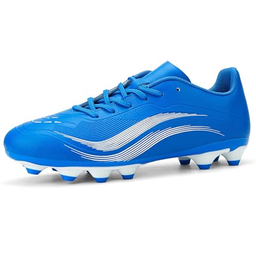 GOGOUP Voetbalschoenen voor heren, professionele voetbalschoenen, spikes, outdoor, competitie, atletiek, sneakers, tieners, training, voetbalschoenen, Blauw, 44 EU