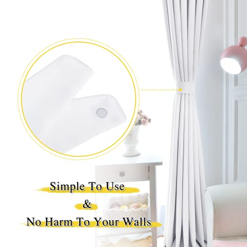 NICETOWN Strong Magnetic Curtain Tiebacks - Modern Simple Style Curtain Ties Backs Holdbacks Holders for Indoor/Outdoor Curtains (White, 18.5 X 4 Inches, Set of 4)