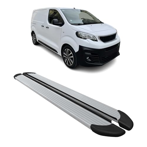 Marchepieds Latéraux pour Peugeot Expert Traveller 2016-2026 Alu Argent L1 Court