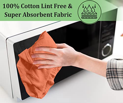 Ruvanti Flour Sack Towels 12 Pack 28X28 Inch, 100% Cotton Tea Towels, Reusable Kitchen Towels, Machine Washable, Absorbent Bar Towels - Dish Cloth Perfect For Drying Dishes & Cleaning - Orange #TOP2