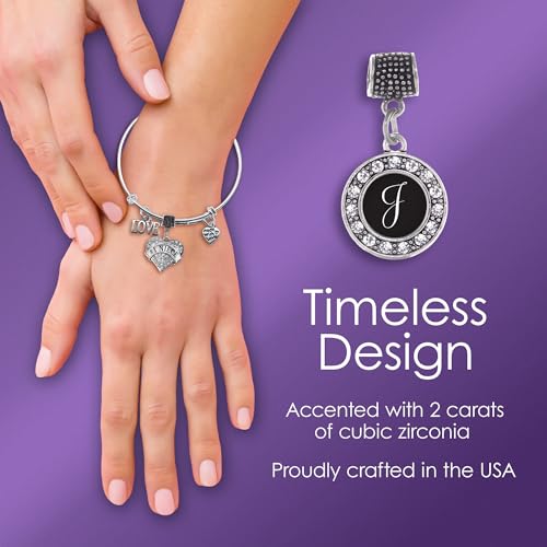 Inspired Silver - Silver Circle Charm for Bracelet with Cubic Zirconia Jewelry3