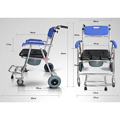 Fauteuil roulant de douche pliant avec accoudoir reglable et seau amovible