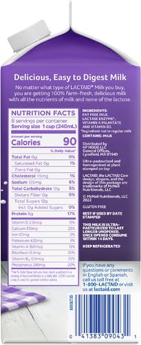 Lactaid Fat Free Milk, 64 fl oz