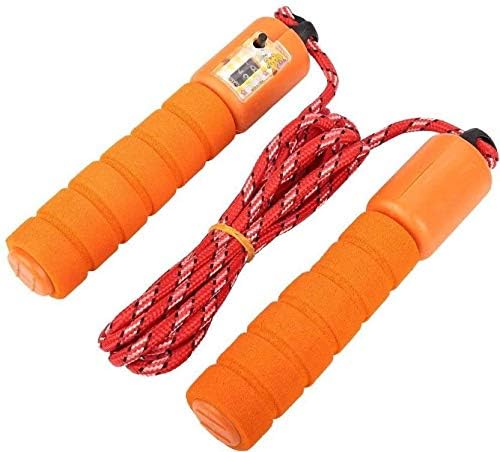 Digital Jump Rope with Counter, Orange Foam Handles, 2.7 m Braided Cord-image-20