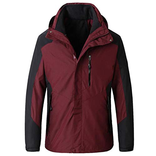New men's three-in-one waterproof windproof jacket mountaineering clothing outdoor leisure sports jacket liner detachable waterproof coefficient 3000mm (Color : BROWN, Size : XXXL)