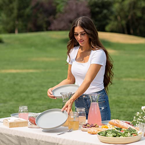 Grow Forward Premium Wheat Straw Plates - 8 Unbreakable Dinner Plates Set - 10 Inch Eco Friendly Dishwasher & Microwave Safe Plates - Reusable Lightweight Salad Plates For Camping, Rv - Feather #TOP1