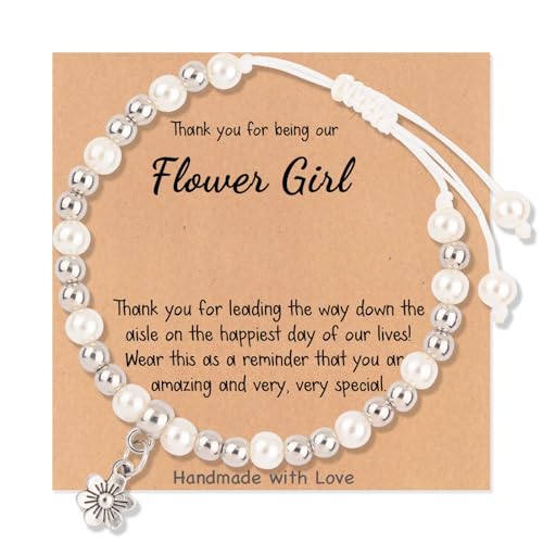 Image of Flower Girl Gift, Flower Girl Proposal Bracelet, My Flower Girl Cute Bracelet Flower Girl Bridesmaid Wedding Gifts