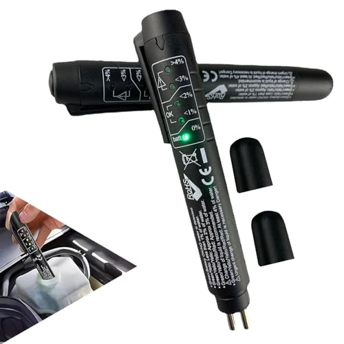 UGSHY 2 PCS Car Brake Fluid Test Pen with 5 LED Indicators, DOT 3 DOT 4 DOT 5.1 Brake Fluid Analyzer Troubleshooter, Universal 12V Vehicle Brake Oil Diagnostic Test Tool for Cars Trucks SUVs (Black)