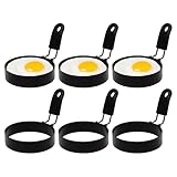 Pilikoll 6 piezas 8cm molde para huevos fritos con asas plegables anillos de huevo al plato anillos de huevo de acero inoxidable molde tortilla molde huevo plato para muffins, panqueques, panecillos