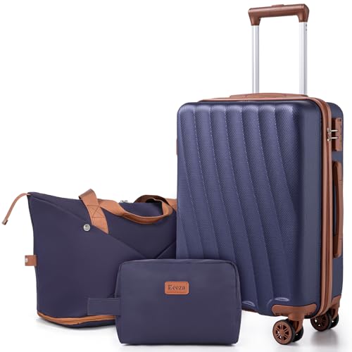 Image of Carry on Luggage Sets 22x14x9 Airline Approved Durable Travel Luggage Suitcases with Wheels,ABS Hard Case Suitcases with Spinner Wheels,(Purple,3 Piece Sets(20 inch /DB /TB))