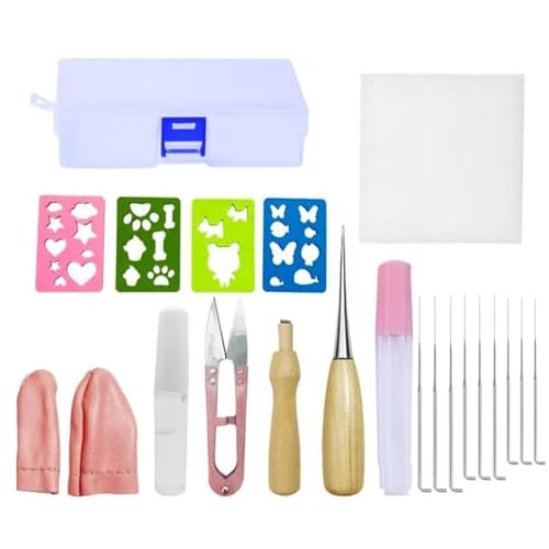 Needle Felting Kit, Wool Needles Felting Tools with 3 Sizes Needles, 4 Felt Mold, Single-needle Handle, Foam Felt Pad, Scissor, Finger Cots, Felting Supplies for Beginner DIY Felting Wool Projects