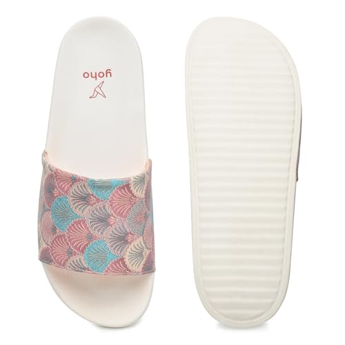 Image of YOHO Tropica Printed Comfortable Women Slides | Stylish Rainy Footwear & Waterproof Monsoon Sandals | Soft Inner Lining On Strap