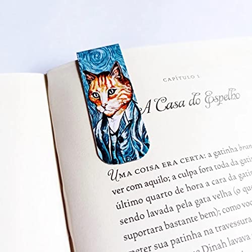 Marcador de página, livro Van Gogh Gato Kit com 4 marcadores