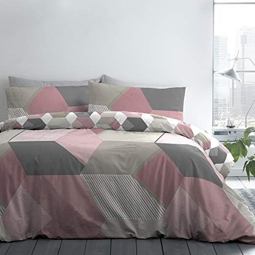 Fusion - Hexagon - Easy Care Duvet Cover Set - Double Bed Size in Ochre