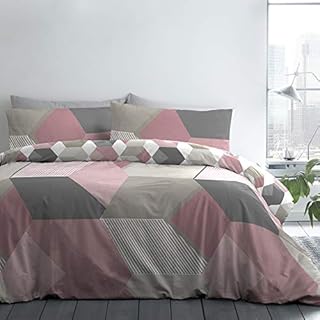 Fusion - Hexagon - Easy Care Duvet Cover Set - Double Bed Size in Ochre