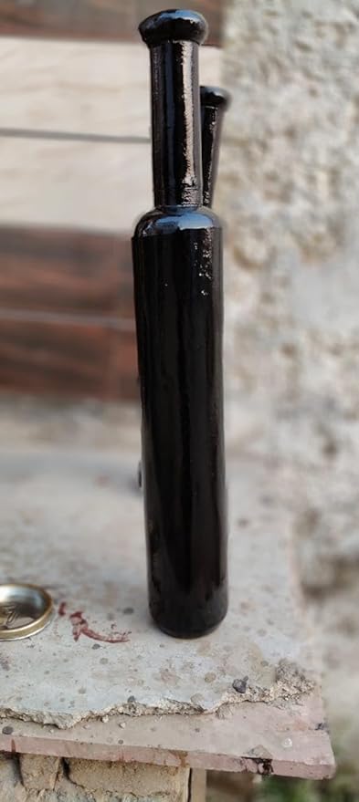 JD MRT INDIA Vintage Glass Bottle, Black, Tall Cylindrical Shape, Decorative Mugdar Polish Black 5kg.-image-6