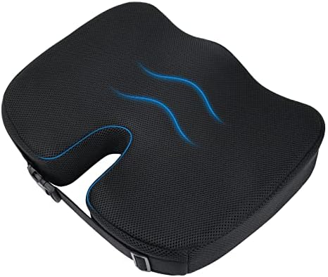 Ainiv Seat Cushion Office Chair Cushions, Memory Foam Seat Cushion, Adjustable Non-Slip Coccyx Cushion for Car Seat, Office Chair or Wheelchair, Suitable for Relieve Back, Hip and Tailbone Pain-Black