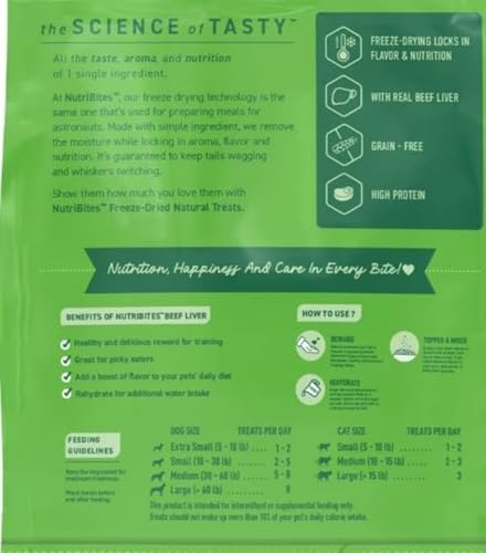 Tomo Wellness NutriBites Freeze Dried Liver Treats for Dogs & Cats - High-Protein Single Ingredient Freeze Dried Dog Treats, Beef Liver - Proudly Made in Canada - 27 OZ HIGH PROTIEN Natural Grain