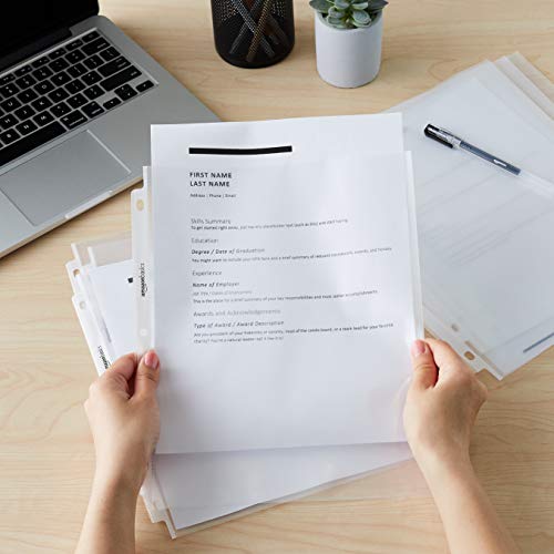 Image of Amazon Basics Heavy Duty Non-Glare Sheet Protector for Documents, 3 Ring Binder, Top Loading, Letter Size, Clear, 500-Pack