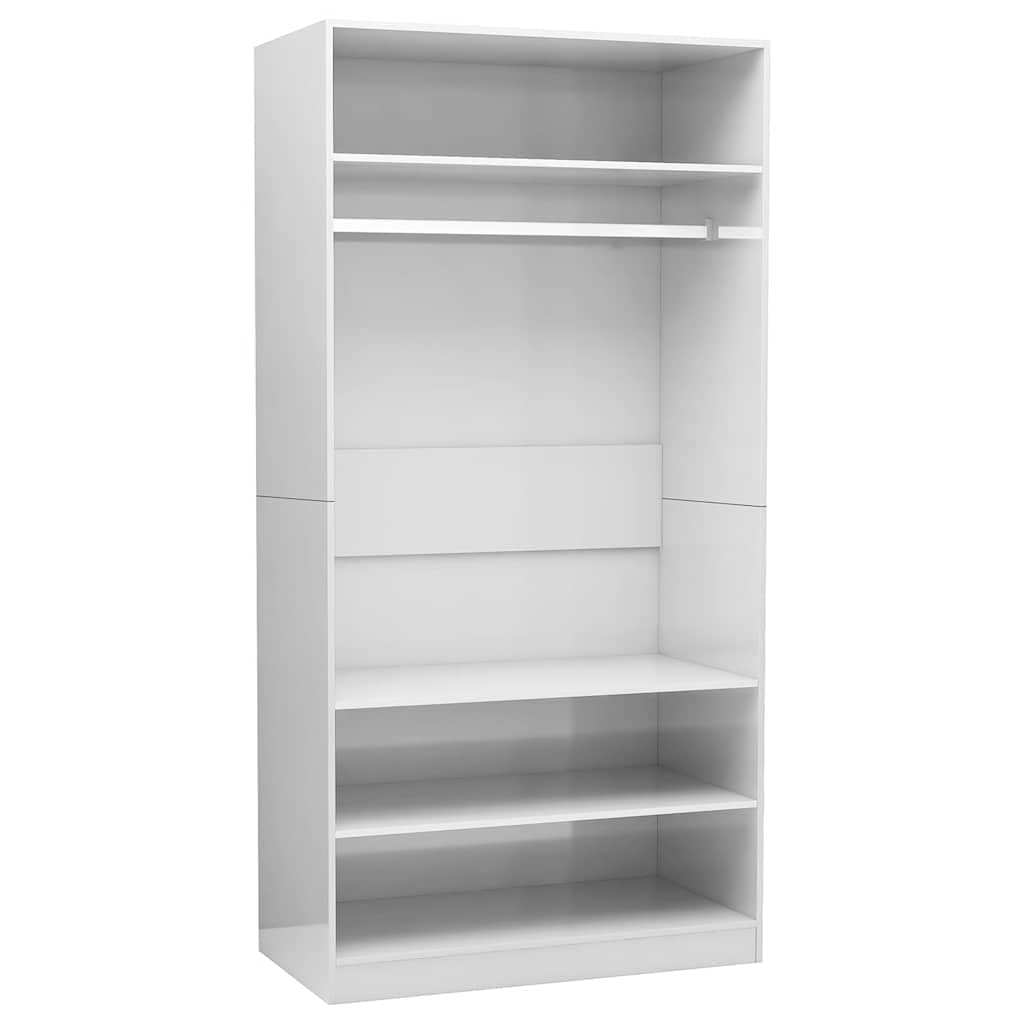 Armadio in legno bianco lucido, 100 x 50 x 200 cm, moderno armadio per camera da letto, pratico contenitore con ante