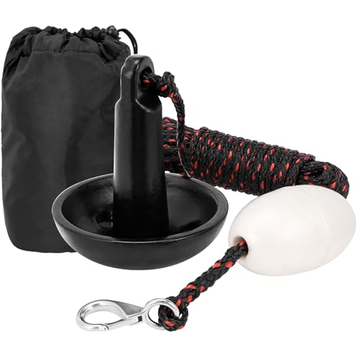 MARINE SYSTEM Mushroom Anchor Kit for Kayaks Canoes Paddle Boardswith Rope and Marker Buoy (Black)