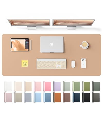 Image of YSAGi Leather Desk Pad Protector, Office Desk Mat, Large Mouse Pad, Non-Slip PU Leather Desk Blotter, Laptop Desk Pad, Waterproof Desk Writing Pad for Office and Home (Latte,55 inch x 17.2 inch)