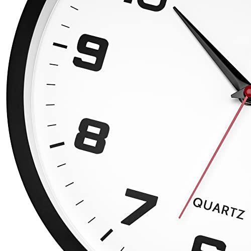 Foxtop Black Wall Clock Silent Non-Ticking Battery Operated Quartz Round Analog Wall Clock For Classroom School Office Living Room Bedroom Home Decor (12 Inch) #TOP5