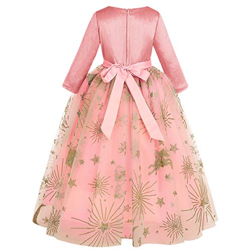 Flower Girls Vintage Lace 3/4 Sleeve Bridesmaid Velvet Dress Princess Wedding Party Pageant Evening Formal Prom Ball Gown3