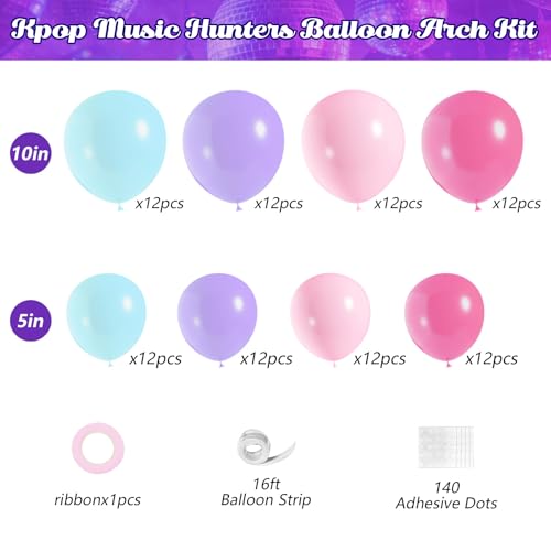 Image of JOGAMS169Pcs Kpop Music Hunter Balloons Arch Kit,Disco Balloon Arch Kit with Iridescent Star Music Note Disco Ball Balloons for Karaoke Songstar Fans Birthday Bachelorette Prom Party Decor