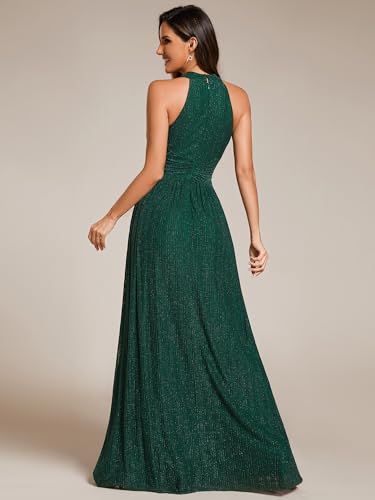 Ever-Pretty Women's Glitter Halter Sleeveless Formal Dresses Evening Gowns Pleated A-line Wedding Guest Dress 41961 - Image 3
