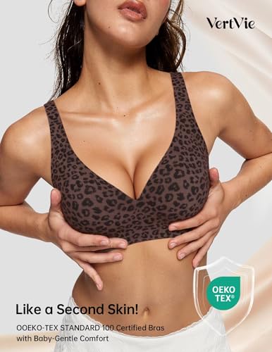 Image of Vertvie Jelly Wireless Bras for Women Push Up Plunge Seamless T-Shirt Bras No Underwire Supportive Full Coverage Bralettes