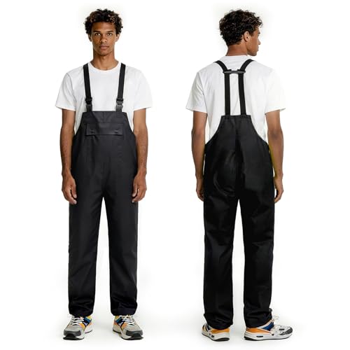 KYBKDYY Waterproof Bib Pants for Men women Lightweight Rain Gear Safety Overalls Outdoor Fishing Trousers(Black XL)