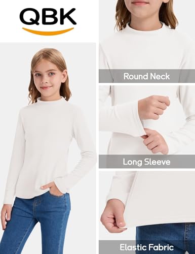 QBK Girls' Mock Turtleneck Basic Long Sleeve Shirt Casual Tee Tops for Toddler Kids (2t-12Years)3