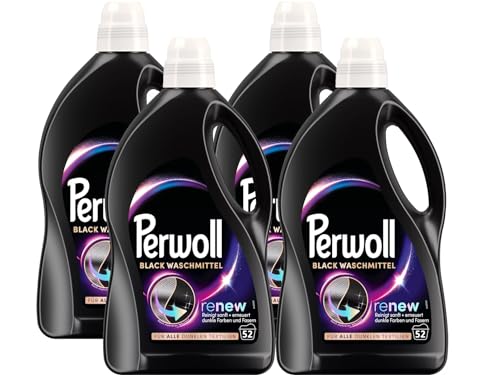 Perwoll Renew Schwarz (4 x 52 Waschladungen), Waschmittel für alle dunklen Farben, Feinwaschmittel stärkt die Fasern und verbessert die Farbintensität