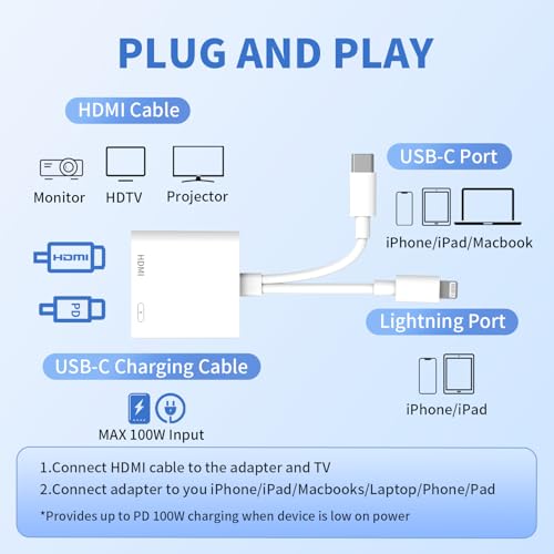 Adaptador USB-C a HDMI para iPhone 17 y 16 que soluciona la carga 7