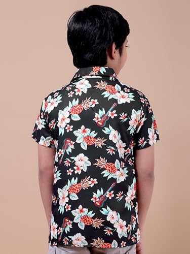 Image of Boys Printed Casual Shirt Short Sleeve Button Down Beach Shirt for Kids