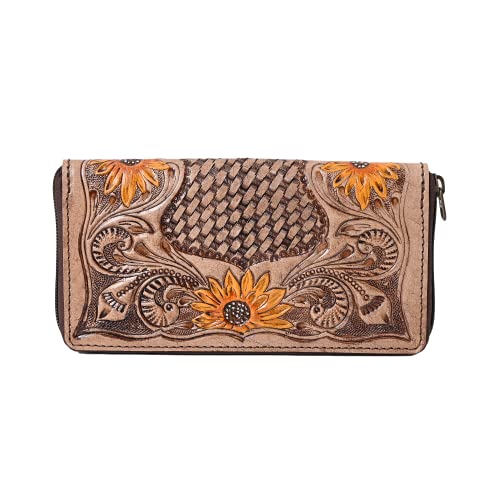 Sunflower Purse for Women & Girls | Handcrafted Sling Wallet Bag | Stylish Floral Handbag for Daily & Festive Use (Light Brown)
