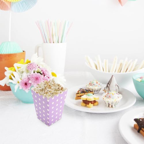 Image of Zerodeko 24pcs Boxes Paper Popcorn Buckets Square Popcorn Boxes Popcorn Containers Paper Snack Boxes Popcorn Boxes Container Popcorn Holder Purple Chicken Popcorn Box European and American, medium