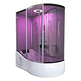 Home Deluxe - Duschtempel mit Regendusche und Handbrause - All IN 4in1 weiß rechts - Maße: 170 x 90 x 220 cm | Dampfsauna, Badewanne, Whirlpool, Dusche