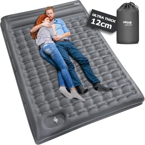 HiiPeak Isomatte Ultraleicht hoch Camping matratze mit integrierten kopfkissen Outdoor luftmatratze schlafmatte kleines packmass mit Fußpumpe luftzellenmatte aufblasbar